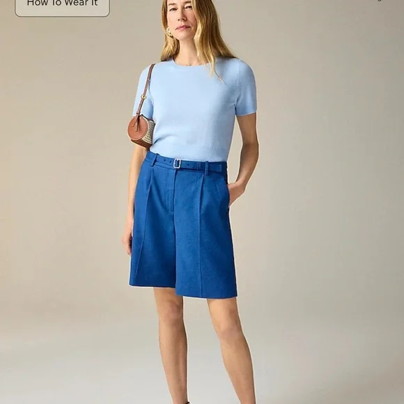 NWT J.Crew Pleated 9" trouser short in stretch linen blend - Picture 2 of 15